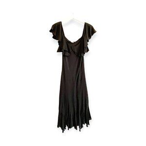 Paul and Joe Scoop Neck Ruffle Silk Maxi Dress, Size 38EU